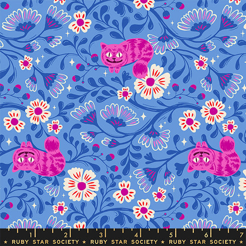 PREORDER Hello Alice Cheshire Cats in Lindley Blue RS2123 13 - Ruby Star Society Sold by the Half Yard